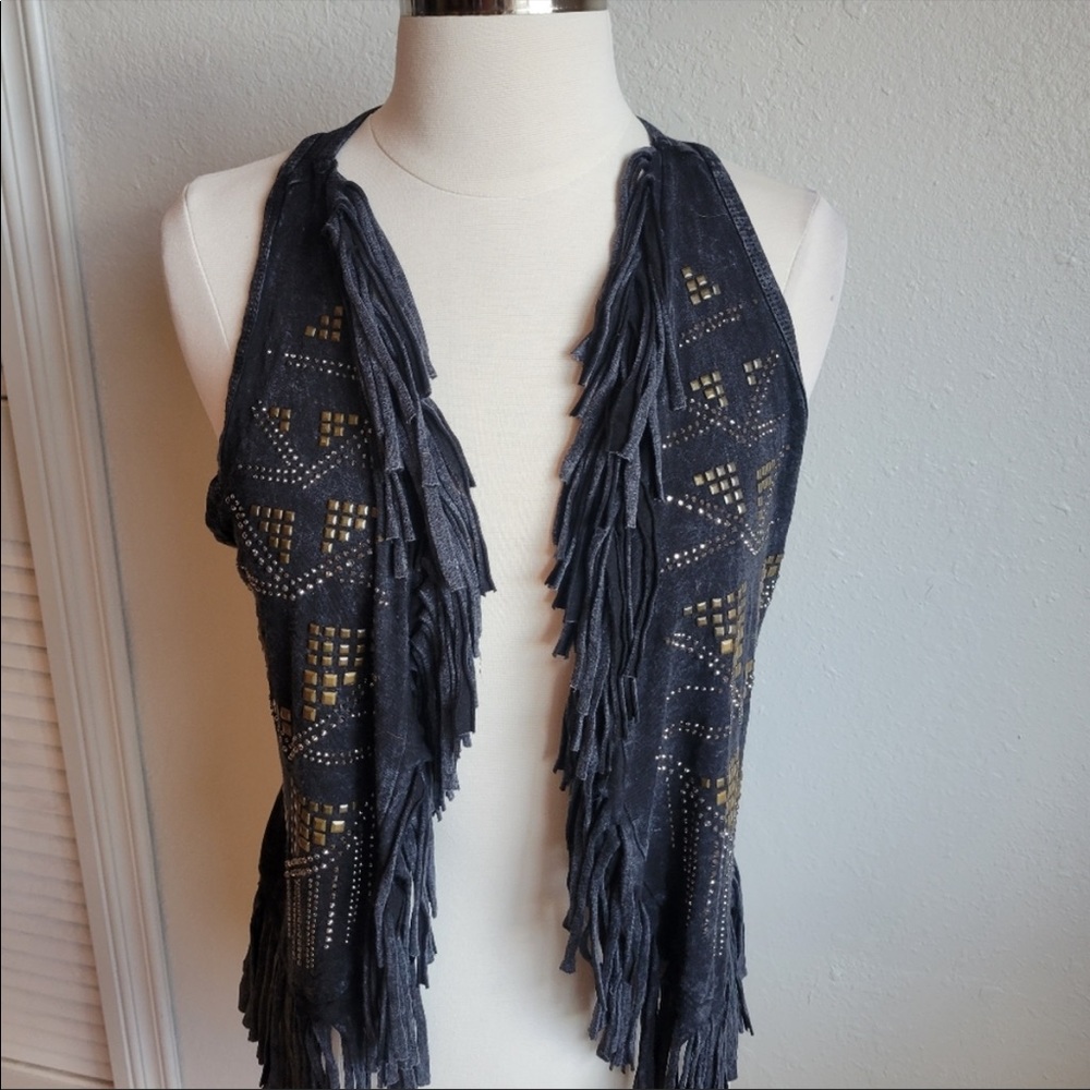 T Party Western Studded Fringe Vest